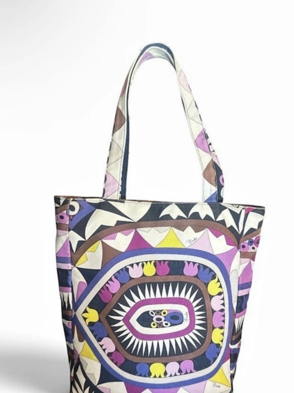 Emilio Pucci Geometric Tote in Purple & White Medium - Picture 2 of 16